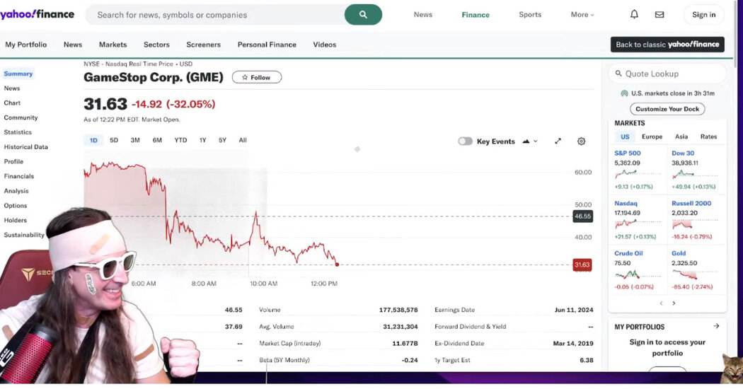 Roaring Kitty Came Back to Talk GameStop. Shares Plunged.